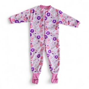 ADD-ON | Snugabye Toddler Girl Fleece Footed Sleeper Floral Pink Purple Size 24M